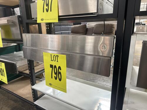 LOT OF 2, GE UXB903SN1SS 30" Stainless Steel Built-in Storage Drawer, compatible with select Advantium wall ovens, dimensions: 29.75" W x 18" D x 4.5" H, weight: 27 lbs, non-powered storage drawer, UL Listed, manufactured in Korea, Serial Number: LM10021