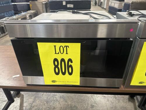 Sharp SMD2489ES 24" Microwave Drawer features 1.2 cu. ft. capacity, 950W power output, Wi-Fi connectivity, works with Alexa, Easy Wave Open, sensor cooking, LED interior lighting, concealed glass touch controls, stainless steel with black glass finish, bu