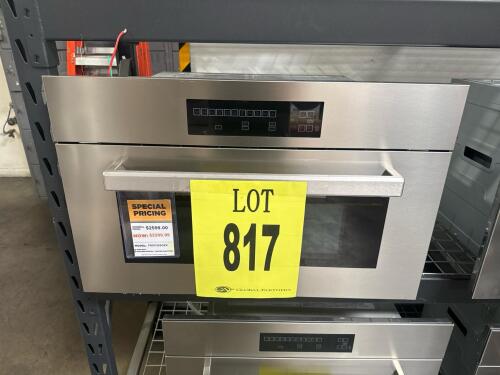 Bertazzoni PROF30SOEX 30" Convection Speed Oven, featuring a 1.34 cu. ft. capacity, touch LED interface controls, soft-motion balanced drop-down door, convection, microwave, and broil functions, stainless steel interior, includes 1 glass turntable and 1 r
