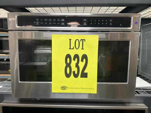 GE Monogram ZWL1126SJ5SS 1.2 Cu. Ft. Built-In Drawer Microwave Oven, Stainless Steel, featuring sensor cooking, 10 cooking modes including melt, soften, and keep warm, control lock feature, 900W output power, 1670W input power, 120V / 60Hz, exterior dimen