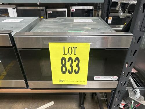 Sharp SMD2489ES Microwave Drawer, 1.2 cu. ft. capacity, stainless steel finish, 950W output, 120 V.A.C., 60 Hz, built-in drawer style, touch controls, sensor cook, auto defrost, UL listed, manufactured January 2020, Serial No. 115177