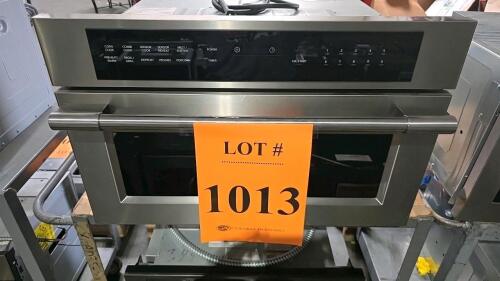 Frigidaire FPMO3077TF 1.6 cu ft built-in microwave, 1000W output, stainless steel, manufactured September 2020, touchpad controls, sensor cook, auto defrost, child lock, UL listed, 120V/60Hz, 29.75 x 19.13 x 19.19 in, 80 lbs, serial KG04080852, RETAIL: $2