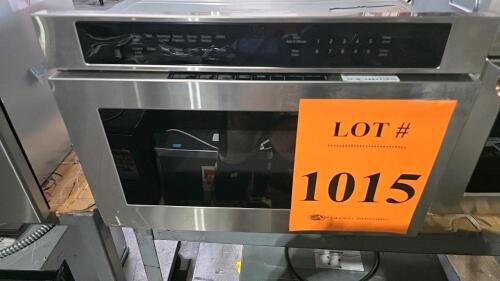 Beko MWDR24100SS Built-In Microwave Oven, featuring 950W power output, 1.2 cu. ft. (34 L) capacity, stainless steel with black glass finish, touch control with LED display, manufactured November 2022. UL,.Serial Number: 22-103188-11