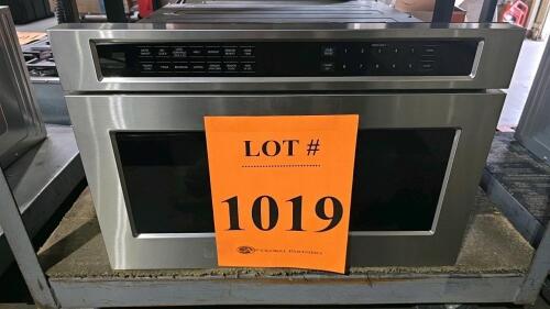 Monogram ZWL1126SR1SS 1.2 Cu. Ft. 1000W Drawer Microwave Oven, featuring electronic touch control with white LED display, sensor cooking, 10 cooking modes including Melt, Soften, and Keep Warm, control lock feature, flush installation capability, easy acc