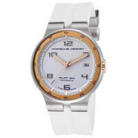 PORSCHE DESIGN, WOMEN'S FLAT 6 DIAMOND AUTO WHITE RUBBER AND DIAL WATCH, PORSCHED-6351-47-64-1256 (IN ORIGINAL BOX) - MSRP: $8100 US (COMBINATION OF BULK AND BOXED)