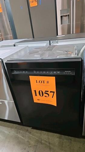 KitchenAid KDFE204KBL built-in dishwasher, black stainless steel, quiet 39 dBA operation, 16 place setting capacity, stainless tub, 3rd rack, adjustable racks, Energy Star rated, 120V/9.3A, 24" x 24.5" x 33.5", 89 lbs, serial FE1701157