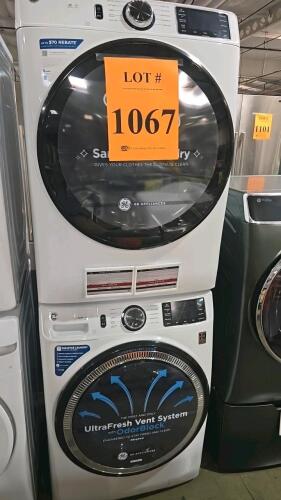 GE Smart Front Load Washer 4.8 cu. ft. GFW550SSN5WW &amp; 7.8 cu. ft. Gas Dryer GFD55GSSN2WW Stackable, UltraFresh Vent System with OdorBlock, WiFi SmartHQ app compatibility, sanitize cycles, microban antimicrobial technology, ENERGY STAR certified washer