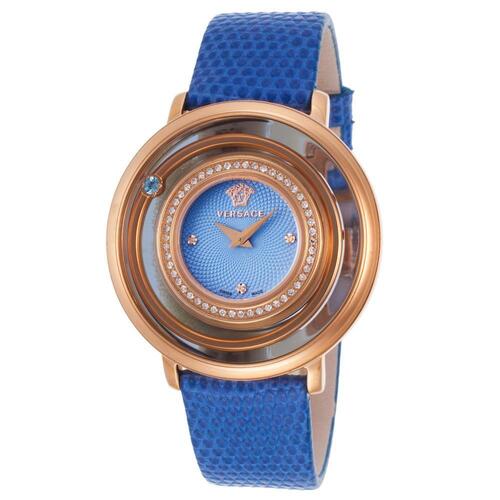 VERSACE, WOMEN'S VENUS DIAMONDS BLUE GENUINE LIZARD BLUE DIAL ROSE-TONE SS WATCH, VERSACE-VFH07-0013 (IN ORIGINAL BOX) - MSRP: $3650 US (COMBINATION OF BULK AND BOXED)