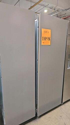 Premium Dacor kitchen appliance set including a 30" refrigerator column (17.8 cu ft, internal water dispenser), 24" freezer column (13.8 cu ft, dual icemaker), and 24" wine column (100 bottles, dual zone, Wi-Fi enabled), all panel ready with stainless ste
