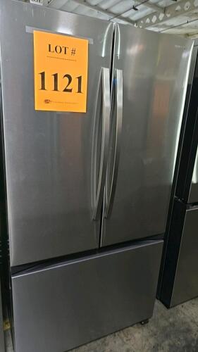 Samsung 31.7 cu. ft. RF32CG5100SRAA French Door Refrigerator, stainless steel finish, manufactured June 2023, 21.1 cu. ft. refrigerator capacity, 10.6 cu. ft. freezer capacity, 35 3/4" W x 36 2/8" D x 70" H, Energy Star, NSF/ANSI/CAN 61 certified, Digital