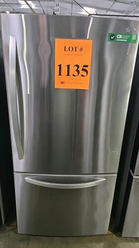 LG LRDCS2603S/00 25.5 cu. ft. Bottom Freezer Refrigerator, featuring Door Cooling+, Multi-Air Flow System, Smart Cooling&reg; System, Factory Installed Ice Maker, 2 Humidity Crispers, Glide N&rsquo; Serve&trade; Drawer, LED Lighting, Reversible Door Hinge, LoDecibel&trade; Qui
