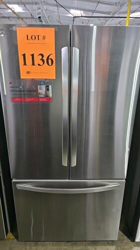 LG LRFLC2706S 26.5 cu. ft. French Door Refrigerator, featuring internal water dispenser, single ice maker in freezer, Spill Protector&trade; Tempered Glass shelves, ENERGY STAR&reg; Qualified, Serial Number: 208KRSB3L878. $2749