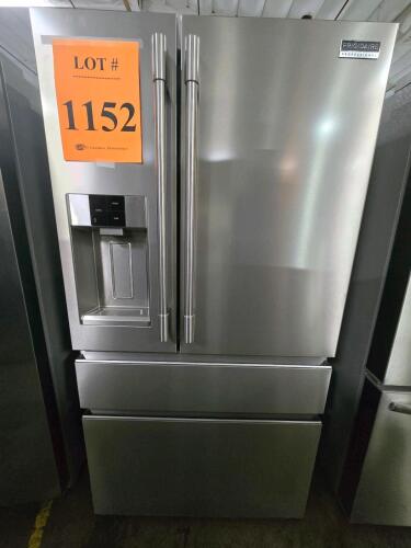 Electrolux PRMC2285AF 21.8 cu ft multi-door refrigerator, 36" wide, manufactured in 2020, icemaker, energy consumption 653 kWh/year, 115V, 3.3A, 60Hz, defrosting power input 530 W, R600a refrigerant, cyclopentane blowing agent, made in Thailand, weight 29