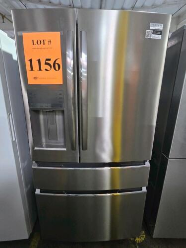 Electrolux GRMC2273CF02 multi-door refrigerator/freezer, 22 cu. ft. capacity, 115V, 3.3A, 60Hz, defrost input 530W, R600a refrigerant, Energy Verified, cyclopentane blowing agent, manufactured 9/28/2023, free standing, NSF and CSA certified, serial number