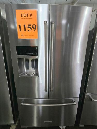 KitchenAid KRFF577KPS02 French Door Refrigerator, features 26.8 cu.ft capacity, PrintShield stainless finish, 3 doors, automatic defrost, internal water dispenser, R600a refrigerant, 115V/60Hz/7.10A, installation clearance: top 1/2 in, back 1 in, UL and C