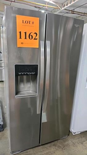Whirlpool WRS571CIHZ00 Side-by-Side Refrigerator offers 26 cu. ft. capacity, stainless steel finish, exterior ice/water dispenser, LED lighting, adjustable shelves, 115V 60Hz power, 7.2A full load, R-134a coolant, serial HR74608562. $2099