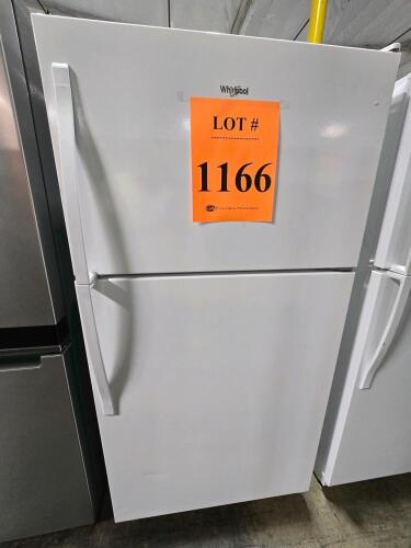 Whirlpool WRT311FZDW06 21.3 cu. ft. Top-Freezer Refrigerator, manufactured in 2023, featuring white finish, 66.25&rdquo;H x 32.75&rdquo;W x 34&rdquo;D, R-600a refrigerant, 115V, 6.5 amps, 2 SpillGuard glass shelves, humidity crispers, optional ice maker ready, reversible d