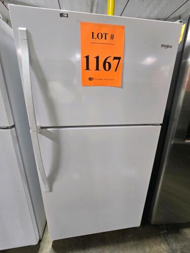 Whirlpool WRT311FZDW02 Top-Freezer Refrigerator, 20.5 cu. ft. capacity, white finish, dimensions: 66.25" H x 32.75" W x 32.88" D, features include frameless glass shelves, Flexi-Slide&trade; bin, humidity-controlled crispers, LED interior lighting, optional ice