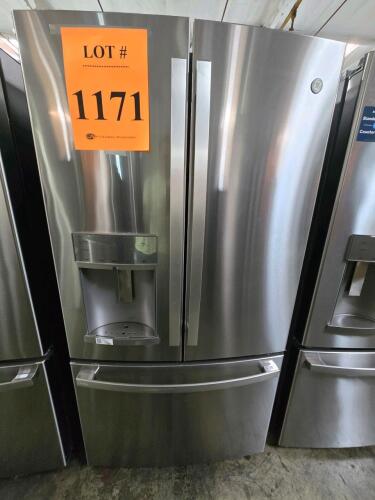 GE Profile PYE22KYNKFS&trade; 22.1 Cu. Ft. Counter-Depth French Door Refrigerator featuring Hands-Free AutoFill, Fingerprint Resistant Stainless Steel finish, TwinChill&trade; evaporators, built-in WiFi powered by SmartHQ&trade;, full-width electronic temperature-controlle