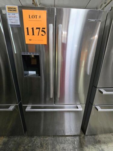 Bosch B36FD50SNS 36" French Door Refrigerator, featuring 26 cu ft total capacity, stainless steel finish with anti-fingerprint coating, WiFi connectivity via Home Connect&trade;, QuickIce Pro System&trade;, VitaFresh Plus&trade;, Bottle Fill, UltraClarityPro&reg; Water Filter,