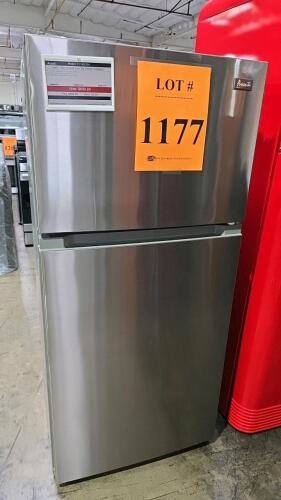 Avanti FF14D3S4 14.2 cu. ft. Top Freezer Refrigerator, Stainless Steel, Frost-Free, 10.53 cu. ft. refrigerator capacity, 3.67 cu. ft. freezer capacity, adjustable glass shelves, clear-view crisper drawer, interior light, reversible doors, 60.5" H x 27.75"
