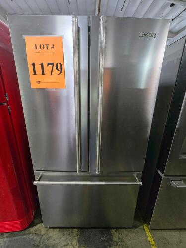 Smeg FD36UXIW French Door Refrigerator, 20.5 cu-ft total capacity, 13.77 cu-ft fridge compartment, 6.74 cu-ft freezer compartment, 120V~, 60Hz, 2.7 A, 230 W defrost power, R600a refrigerant, dimensions: 35.75" W x 69.75" H x 29.06" D, weight: 304 lbs, ser