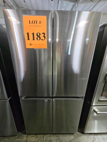 A premium 36-inch French door refrigerator by Dacor, model DRF36C700SR, featuring a FlexZone convertible compartment, dual ice maker, and SmartThings Wi-Fi control. Manufactured July 2021, this appliance offers spacious and flexible refrigeration with an 