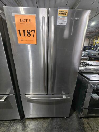 JennAir JFC2290REM03 French Door Refrigerator, featuring Counter Depth Design, TriSensor&trade; Electronic Climate Control, Glide-Out Freezer Drawer with SmoothClose&trade; Drawer Track System, Adjustable Humidity-Controlled Crisper Drawers, Temperature-Controlled Go