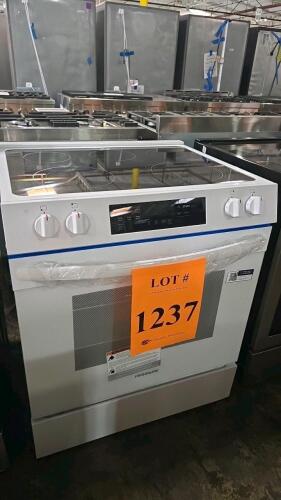 Frigidaire FCFE3062AWH Electric Range featuring a 5.3 cubic foot oven, 5 burners including a 3,200 Watt EvenTemp&trade; element, dual expandable element, and a convenient Warm Zone, dimensions 30" W x 28.5" D x 36.38" H, weight 149 lbs, voltage 240 V / 50 Amps,