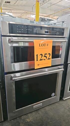 Whirlpool KOCE500ESS09 built-in combo oven with 5.0 cu. ft. wall oven and 1.4 cu. ft. microwave, 30" width, stainless steel finish, touch controls, convection oven, self-cleaning, steam cooking, crisp element in microwave, 208/240V, certified CSA Energy V