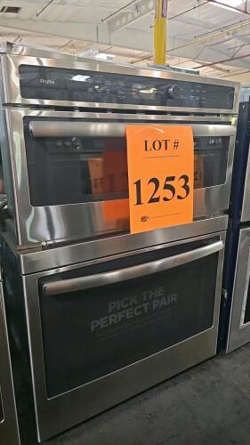 GE PT7800SH4SS 30" Built-In Combination Convection Microwave/Convection Wall Oven, featuring True European Convection in the lower oven, Convection Microwave in the upper oven, Self-Clean with Steam Clean Option, Glass Touch Controls, 16" Turntable in the