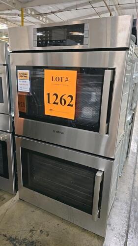 Bosch HBLP651LUC/08 Double Electric Wall Oven, 9.2 cu ft total capacity, stainless steel finish, convection, self-cleaning, digital touch controls, built-in design, CSA certified, FD code 0308, approx. dimensions 52 1/16 x 29 3/4 x 24 1/2 inches, electric