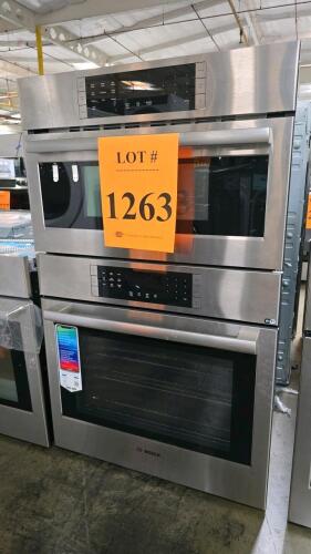 Bosch 800 Series HBL8753UC 30" double combination wall oven, stainless steel, manufactured in 2022, features 1.6 cu. ft. microwave and 4.6 cu. ft. convection oven, European convection, SpeedChef, self-clean, touch controls, WiFi enabled, SoftClose door, 1