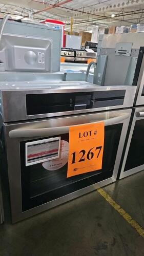 Frigidaire FCWS3027ASB 30" Single Electric Wall Oven with Fan Convection, featuring a 5.3 cu. ft. capacity, stainless steel finish, self-cleaning function, premium touch screen control panel, customizable broil temperatures, and a keep warm setting. Seria