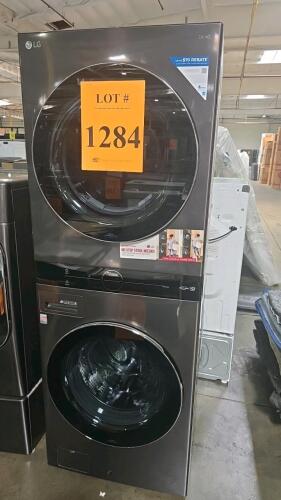 LG WKGX201HBA Front-Load Washer &amp; Dryer Combo, 5.0 cu. ft. washer, 7.4 cu. ft. dryer, Black Stainless Steel, 27" x 33 1/8" x 74 3/8", 352 lbs, 120/240V, 1300 RPM, Energy Star Certified, TurboWash 360, WiFi enabled, Allergiene Cycle, Serial Number: 101