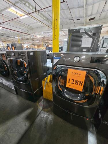 LG WM8900HBA Front Load Washer and DLGX8901B Gas Dryer set, featuring 5.2 cu. ft. and 9.0 cu. ft. capacities respectively, TurboWash&reg; 2.0, TurboSteam&trade; Technology, AI DD&reg;, AI Sensor Dry&trade;, ThinQ&reg; Technology, ENERGY STAR&reg; certifications, and includes WDP5B 2