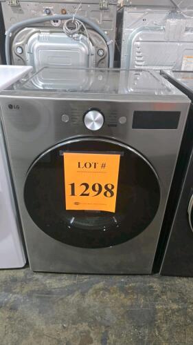 LG DLGX5801V 7.4 cu. ft. Gas Dryer featuring AI Sensor Dry, TurboSteam&trade;, 23 drying programs, ThinQ&reg; Smart Technology, FlowSense&reg; Duct Clogging Indicator, Reversible Door, LoDecibel&trade; Quiet Operation, and ENERGY STAR&reg; certification. Serial Number: 508KWOWOG