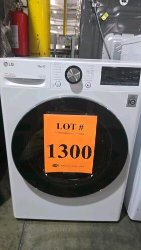 LG DLHC1455W 4.2 cu. ft. Smart Electric Dryer featuring Dual Inverter HeatPump Technology, Auto Cleaning Condenser, Sensor Dry. Serial Number: 202KWJU3E220. RETAIL: $1429