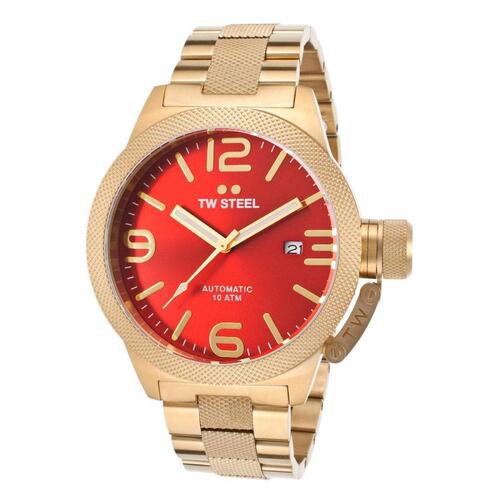 TW STEEL, CANTEEN, MEN'S CANTEEN AUTOMATIC GOLD-TONE STAINLESS STEEL RED DIAL WATCH, TW-CB115 (IN ORIGINAL BOX) - MSRP: $495 US (IN ORIGINAL BOX)