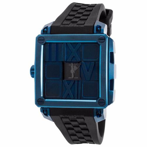 RITMO MUNDO, PUZZLE, WOMEN'S PUZZLE AUTOMATIC BLACK SILICONE & DIAL BLUE ION PLATED SS WATCH, RITMOMUNDO-511-7-SD, "STORE DISPLAY" (IN ORIGINAL BOX) - MSRP: $3500 US (IN ORIGINAL BOX)