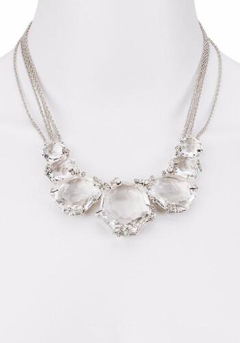 ALEXIS BITTAR, , WOMEN'S STERLING SILVER LARGE WHITE QUARTZ & DIAMOND NECKLACE, ALEXISBITJ-FN44N021 (NO BOX) - MSRP: $3595 US (IN ORIGINAL BOX)