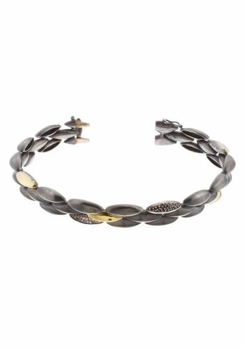 ALEXIS BITTAR, SLATE, WOMEN'S SLATE OXIDIZED STERLING SILVER DIAMOND & 18K GOLD BRACELET, ALEXISBITJ-FN43B040 (NO BOX) - MSRP: $1795 US (IN ORIGINAL BOX)