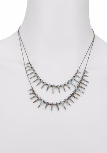 ALEXIS BITTAR, MIDNIGHT, WOMEN'S MIDNIGHT STERLING SILVER & LIGHT BLUE QUARTZ LAYER NECKLACE, ALEXISBITJ-FN53N005 (NO BOX) - MSRP: $1795 US (IN ORIGINAL BOX)