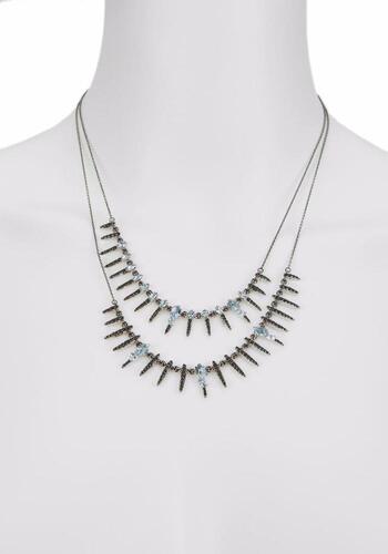 ALEXIS BITTAR, MIDNIGHT, WOMEN'S MIDNIGHT STERLING SILVER BLUE QUARTZ & ONYX LAYER NECKLACE, ALEXISBITJ-FN53N011 (NO BOX) - MSRP: $1795 US (IN ORIGINAL BOX)