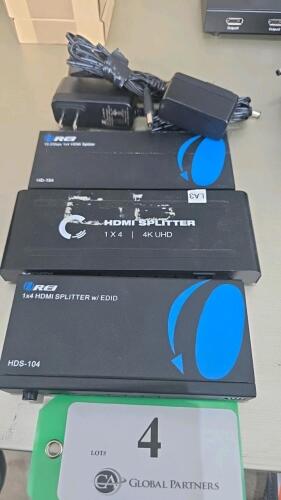 LOT OF 3 ASST&rsquo;D 1x4 HDMI SPLITTERS