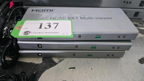 LOT OF 3, XOLORSPACE 4K HDMI 9X1 MULTI-VIEWER