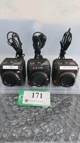 LOT OF 3, Z CAM E2 MODULAR 4K CINEMA CAMERA W/POWER CONVERSION CABLE ONLY (NO POWER ADAPTER)