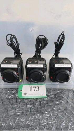 LOT OF 3, Z CAM E2 MODULAR 4K CINEMA CAMERA W/POWER CONVERSION CABLE ONLY (NO POWER ADAPTER)