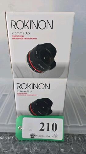 LOT OF 2, ROKINON 7.5mm F3.5 FISHEYE LENS