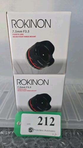 LOT OF 2, ROKINON 7.5mm F3.5 FISHEYE LENS